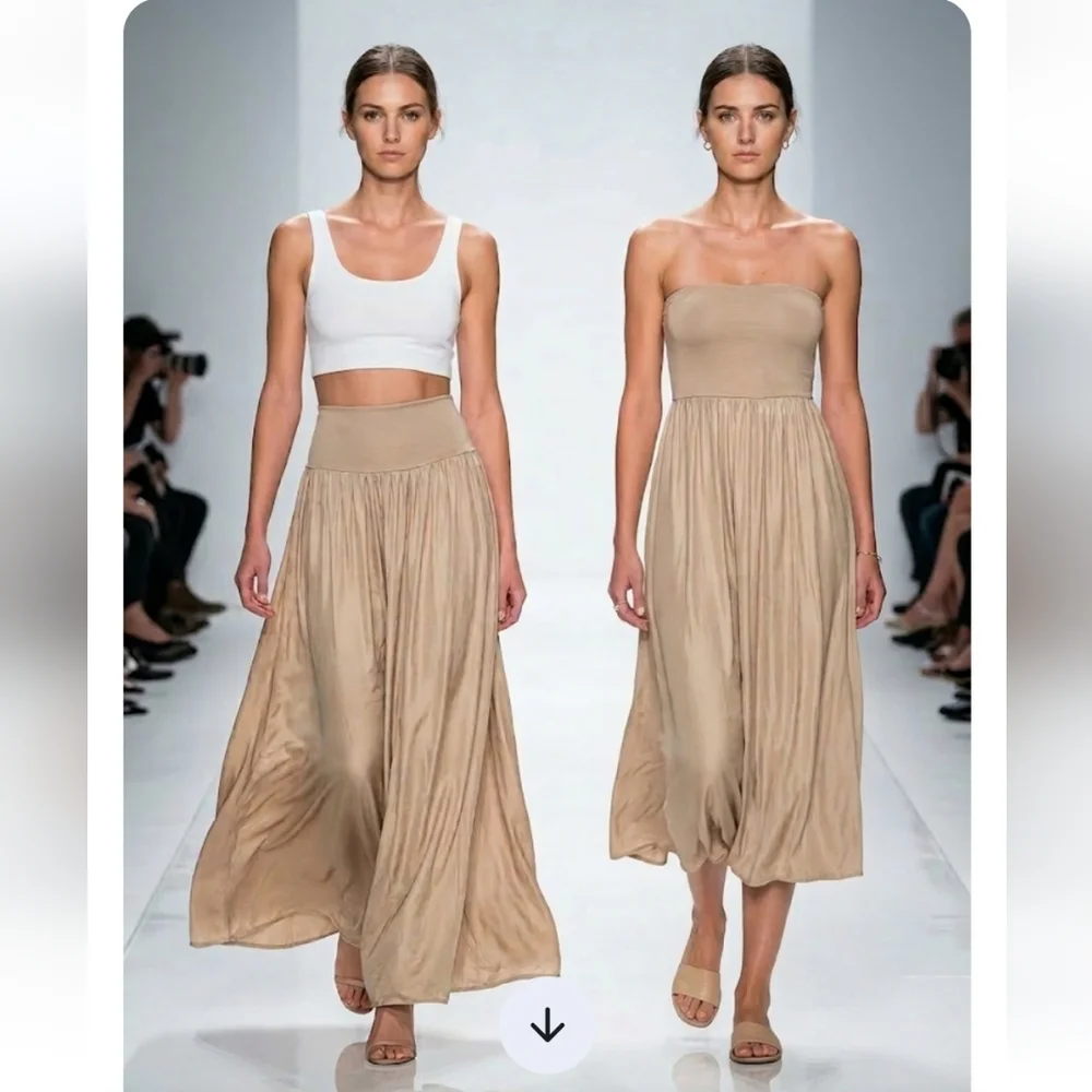 Elegant Tan Maxi Skirt - Picture 1 of 1